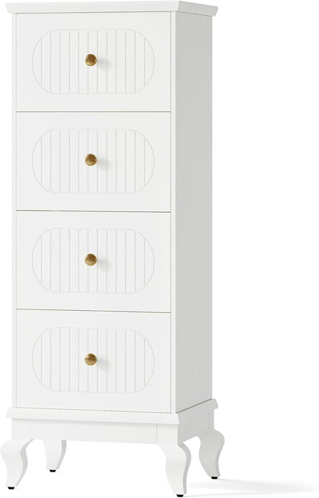 White Wooden File Cabinet, 4 Drawers, Adjustable