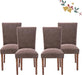 Parsons Dining Chairs Set of 4, Upholstered Nailhead Dining Room Kitchen Side Chair with Thick Cushions and Wood Legs, Brown