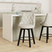 Counter Height Bar Stools, Faux Leather Upholstered Modern Swivel Barstool with Back, Solid Wood Legs, 26" H Seat, White