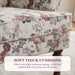 Red Floral Wingback Accent Chair Linen Upholstered