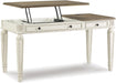 Realyn French Country 60" Home Office Lift Top Desk with USB Charging, Chipped White