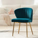Dining Chairs Set of 2 Velvet Upholstered Kitchen & Dining Room Chairs with Metal Legs Vanity Chair Armless Side Chairs for Living Room Bedroom Restaurant, Channel Curved Backrest, Teal