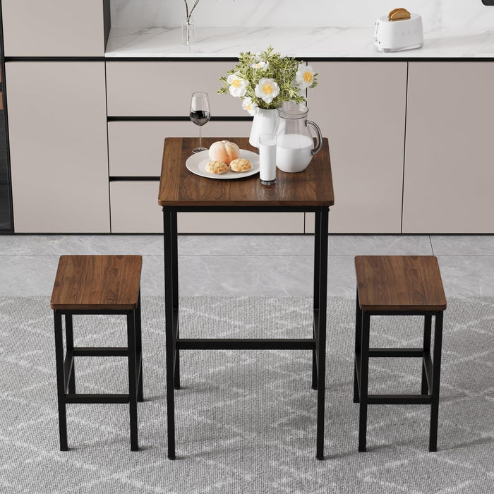 Bar Table, Square Bar Table, Small Kitchen Dining Table, High Top Bar Table, High Cocktail Table for Living Room Parties,Sturdy Metal Frame, 23.6"D X 23.6"W X 40.5"H for Narrow Spaces (Brown)
