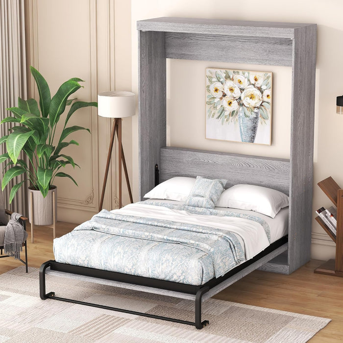 Full Size Murphy Cabinet Bed GrayMatteWalnutFinish