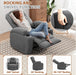 Swivel Rocker Recliner Chair with Vibration Massage, 360° Swivel Recliner Chairs for Adults Ergonomic Lounge Chair with Cup Holders Lazy Boy Recliner Single Sofa Seat (Fabric, Gray)