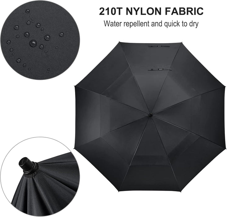 80 Inch Huge Large Oversize Golf Umbrella Double Canopy Vented Windproof Stick Umbrellas, 6.6 Ft Heavy Duty Outdoor Doorman Umbrella Family Umbrella