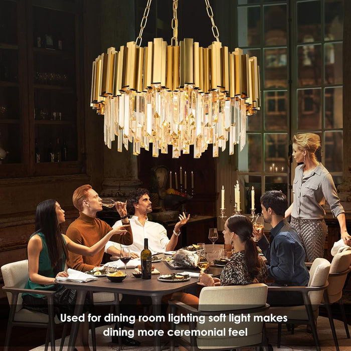 Gold Modern Crystal Chandelier 22In Timeless Elegance