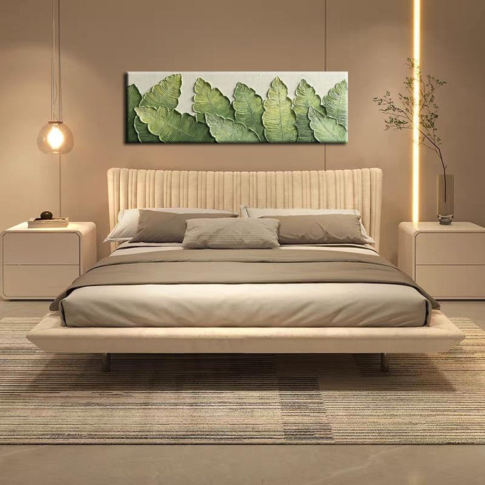 - Long Size 20X60 Inch Modern Minimalist 3D Textured Wall Art Oil Paintings on Canvas Green Plant Paintings Handmade Abstract Artwork Painting Canvas Wall Art for Bedroom Home Wall Art Deco Oil Painting