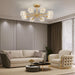 Goldtone Eight Light Sputnik Flush Mount Chandelier