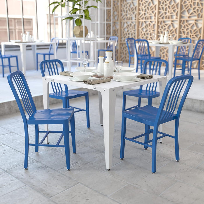 Gael Commercial Grade 2 Pack Blue Metal Indoor-Outdoor Chair