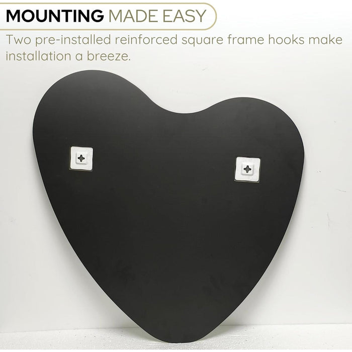 Elegant Irregular Heart Wall Mirror with Hand-Drawn Shape and Frameless Brass Edging - Modern Home Decor for Bedroom, Bathroom, Nursery, or Dorm Room - Large 26” X 26”