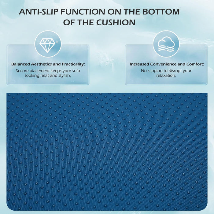 Outdoor Replacement Cushions for Patio Furniture,Water-Repellent Sofa Cushions for 6-Seat Rattan Wicker Sectional Patio Conversation Sets,14-Piece Cushions Set for Outdoor Couch-Blue