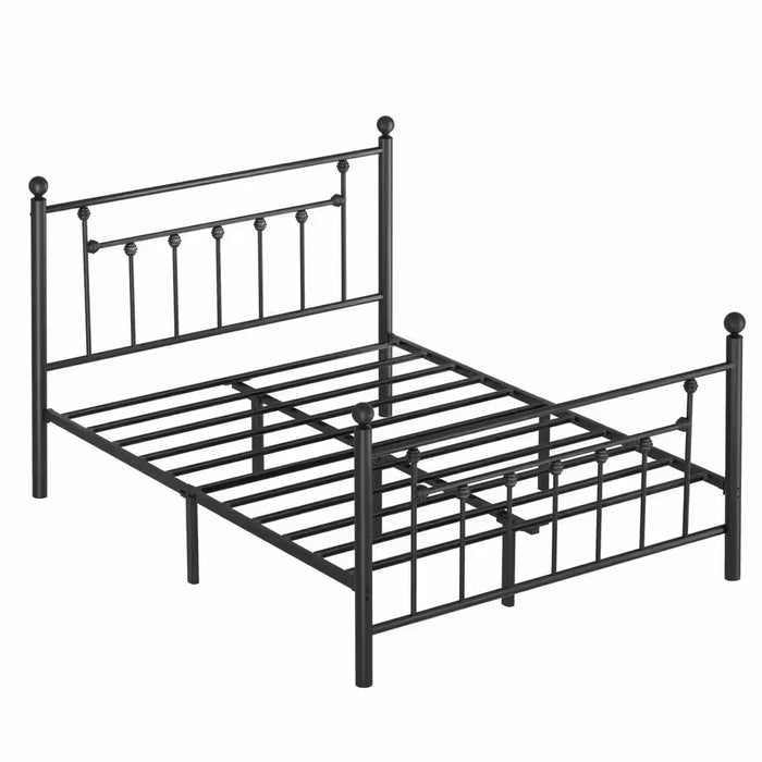 54 In. W Black Full Size Bed Frame, Heavy Duty Metal Platform, Premium Steel Slat with Headboard and Footboard