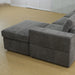 132" Oversized Sectional Sofa, 4 Seater Couch with Ottoman for Living Room, Microfiber, Gray