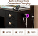 42.1" Vanity with Large Mirror and 10 LED Lights, Vanity Desk with Glasstop, 11 Drawers with Crystal Handles, Dressing Table with Power Outlet as Gift for Women, Girls (Black)