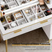 Vanity Desk with 29.53" HD Lighted Mirror, 47.24" Big Modern Vanity Desk with Mirror and Lights, Makeup Vanity with 5 Drawers and Storage Shelves and Charging Station, White