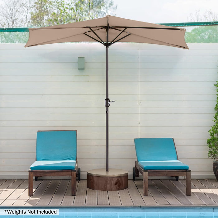 Half Umbrella Outdoor Patio Shade, Beige, 9Ft