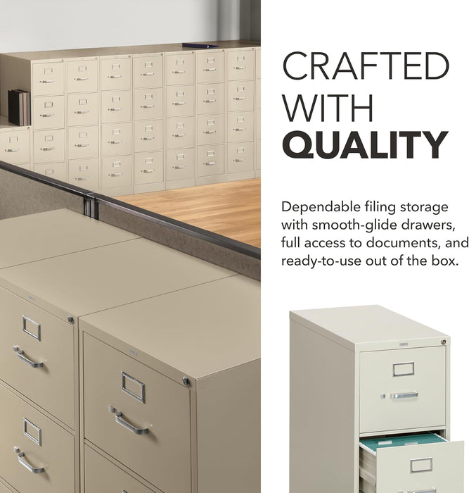 5 Drawer Vertical File Cabinet with Lock, Metal Filing Cabinets with 5 Drawer Letter File for Offices, Hanging Files, and Vertical Letters, 26.5" Deep, Putty