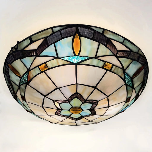 Tiffany 16'' Ceiling Light Fixtures Flush Mount 3-Light,Stained Glass Flush Mount Ceiling Lamp