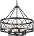 Black Farmhouse Chandelier, 6-Light Rustic Chandeliers for Dining Room Light Fixture, Drum Chandelier round Pendant Light, Hanging Kitchen Island Lighting for Living Room, Entryway, Foyer