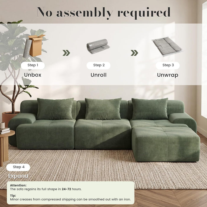 Emerald 108 Inches Overstuffed Boneless Tufted Sofa