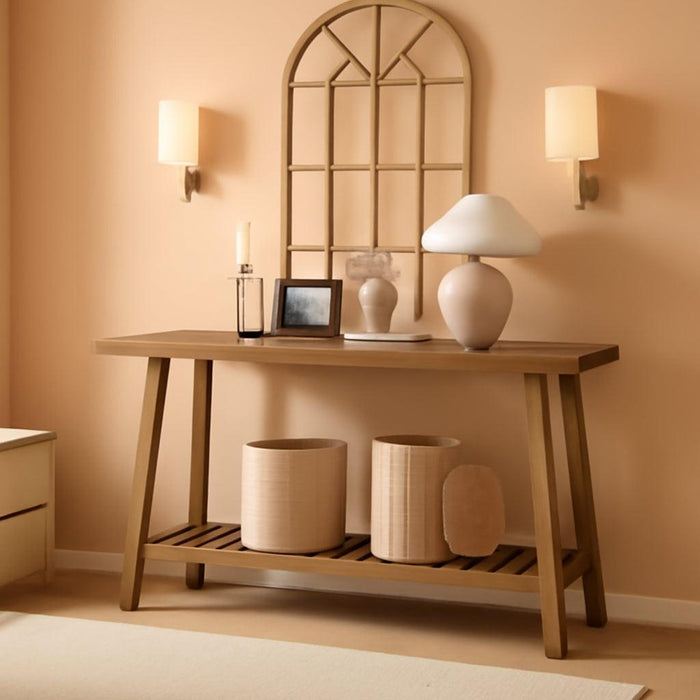 Reclaimed Solid Wood Console Table, 59" Long Farmhouse Entryway Tables, Rectangular Couch Table behind Sofa, 2 Tiers Accent Tables for Hallway, Entrance, Foyer, Living Room