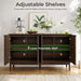 55" Fluted Buffet Cabinet with Storage, Accent Cabinets, Walnut