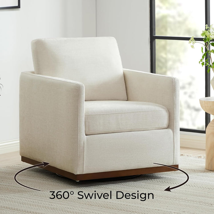Swivel Accent Chair, FSC Certified Mid Century Modern Arm Chair for Living Room and Bedroom, Fully Assembled, Linen