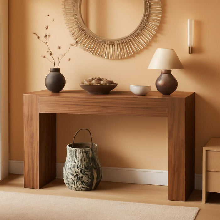 63-Inch Long Console Table with LED Light, Farmhouse Sofa Table behind Couch, Wooden Console Table for Entryway Hallway Entrance Living Room, Brown