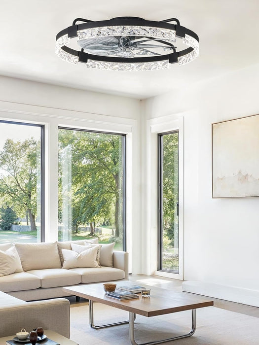 Ceiling Fans with Lights and Remote, 24 Inch Flush Mount Fan Light, 6 Speeds, 3CCT, Dimmable, Low Profile Ceiling Fan, Modern Ceiling Fan with Light for Bedroom and Living Room, Black
