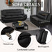 Sectional Sofa Sets, Living Room Furniture Sets Modern Faux Leather Sofa Couch 5-Seat Sofa for Living Room(A-Black, Sofa+Loveseat)