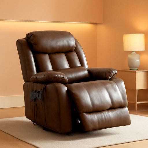 Large Genuine Leather Power Lift Recliner Chairs for Elderly