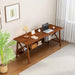 Extra Long Writing Desk with Bookshelf, 47" Wx16 Dx30 H, Walnut