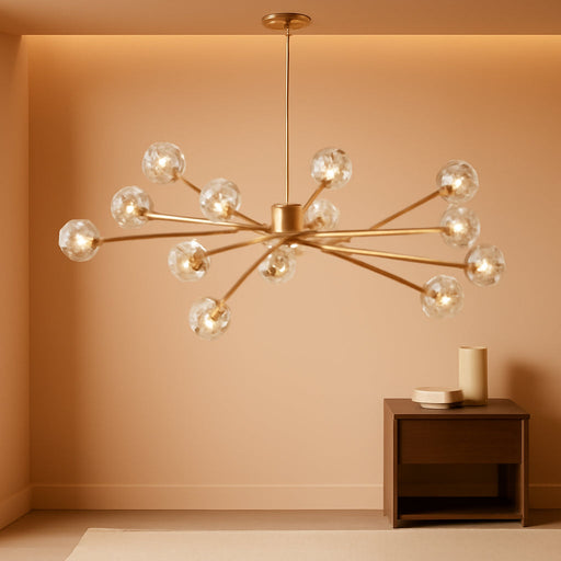 Gold Sputnik Chandeliers for Dining Room Light Fixture over Table, Modern Crystal Chandeliers, 43" 15 Lights Gold Lighting Fixtures for Living Room Kitchen Island