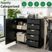 Black IndustrialGrade SolidWood File Cabinet On Wheels