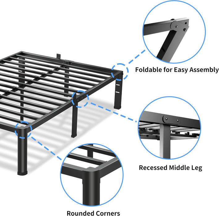 18 Inch Full Bed Frame with round Corners No Box Spring Needed