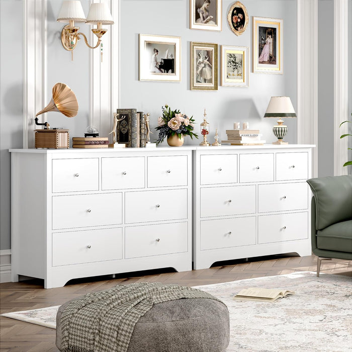 White Dresser with 7 Deep Drawers