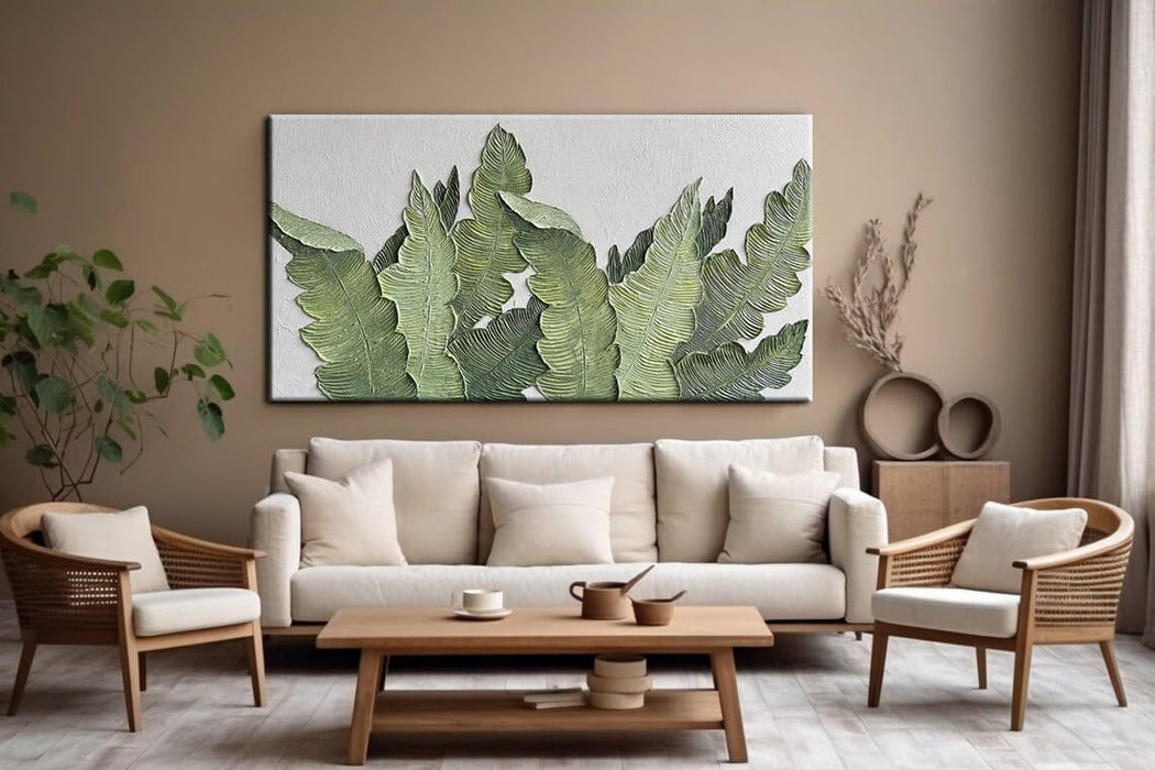 -Canvas Wall Art with 3D Hand Painted Textured Modern Large Oil Painting Contemprary Aesthetic Floral Pictures for Living Room Bedroom Dinningdecor (24X48Inch, YS170)