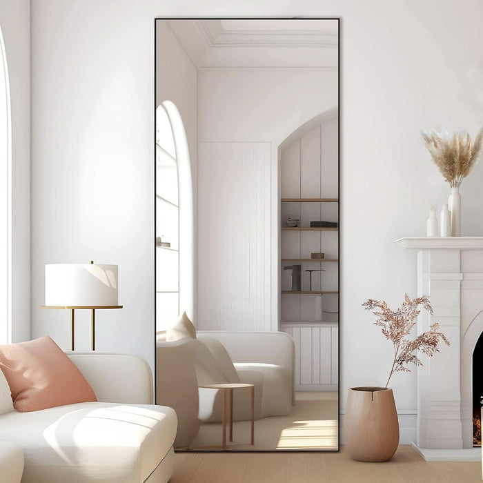 71"X34" Large Mirror Full Length Mirror Aluminum Alloy Frame Floor Mirror Wall-Mounted Mirror for Living Room, Bedroom, Hanging or Leaning against Wall, Black