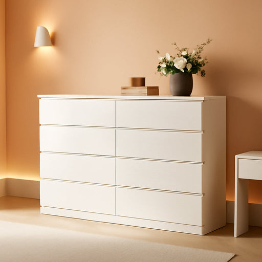 8 Drawer Dresser White Contemporary Farmhouse Storage