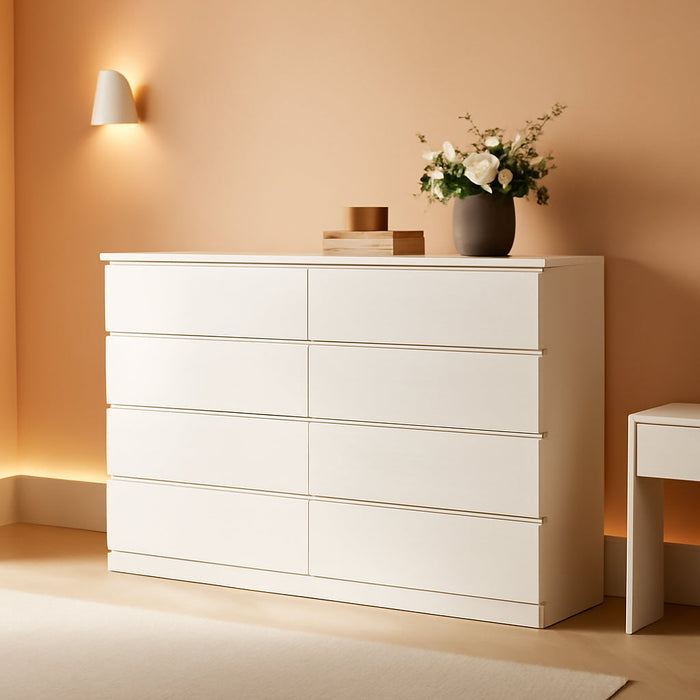 8 Drawer Dresser White Contemporary Farmhouse Storage