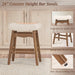 Bar Stools Set of 3, 24" Backless Saddle, Ivory Faux Leather
