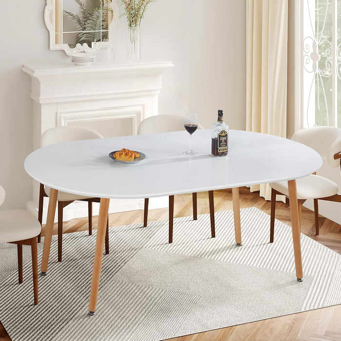 Modern 40"-71" Extendable Oval Dining Table for 4-8, MDF Top with Metal Frame, Space-Saving Expandable Kitchen Table for Home, Office, or Conference Room, Scratch-Resistant & Easy to Assemble
