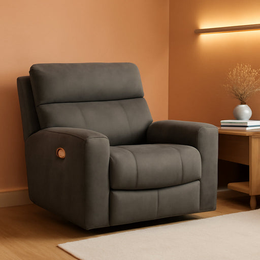 Next-Gen Durapella Contemporary Faux Leather Wall Hugger Power Recliner with Adjustable Headrest and USB Ports, Dark Brown