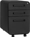 Stockpile 3 Drawer File Cabinet with Lock - under Office Desk Metal Filing Cabinet, Legal/Letter File Folders, Wheels and Stationary Feet, Pre-Assembled, Black