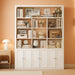 70.9" Bookcase Tall Bookshelf with Doors, Triple Wide Bookshelves | White Large Bookshelf with 10 Display Shelves, 6-Tier Tall Bookcases with Storage Cabinet, Adjustable Shelf, for Living Room
