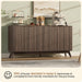 59'' Sideboard Buffet Storage Cabinet with Metal Handle, Fluted Cabinet with Rounded Corners, Modern Buffet Table Accent with 4 Doors for Coffee Bar, Console Table,Walnut