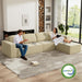 136Inch Modular LShaped Sectional Sofa BeigeBoucle