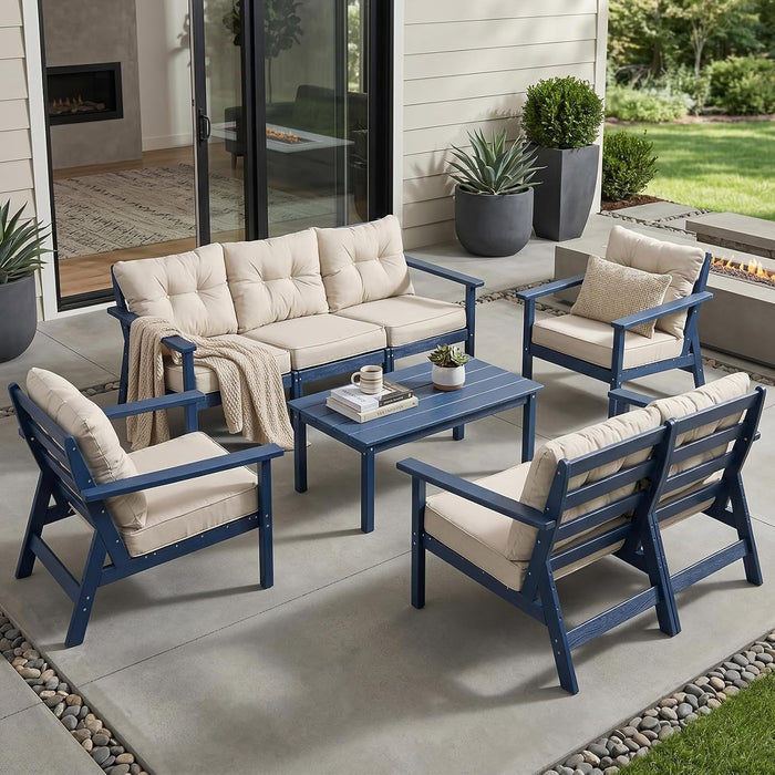 7 Seats HDPE Patio Conversation Sets, Outdoor Patio Furniture Set