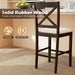 24" Farmhouse Bar Stools Set of 2, Cross Back Counter Height Chairs with Padded Linen Upholstered Seat & Footrest, Wooden Barstools for Kitchen Island, Dining Room, Cafe, Dark Brown & Cream